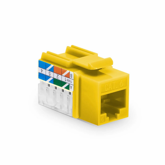 FyberOptix Cat6 RJ45 (8P8C) Unshielded Punch Down Keystone Jack Module, Yellow, 12Pcs/Pack