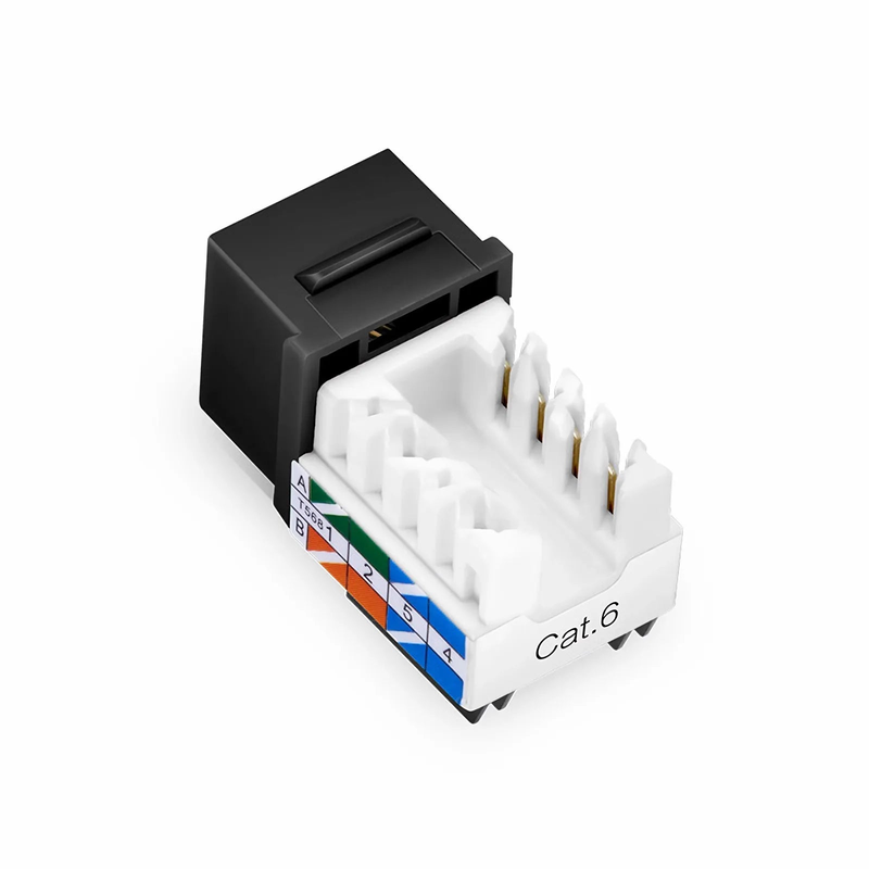 FyberOptix Cat6 RJ45 (8P8C) Unshielded Punch Down Keystone Jack Module, Black, 12Pcs/Pack