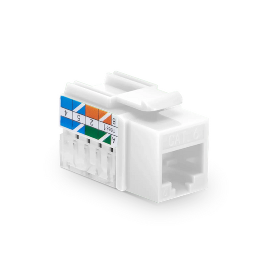 FyberOptix Cat6 RJ45 (8P8C) Unshielded Punch Down Keystone Jack Module, White, 12Pcs/Pack