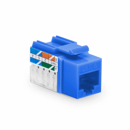 FyberOptix Cat6 RJ45 (8P8C) Unshielded Punch Down Keystone Jack Module, Blue, 12Pcs/Pack