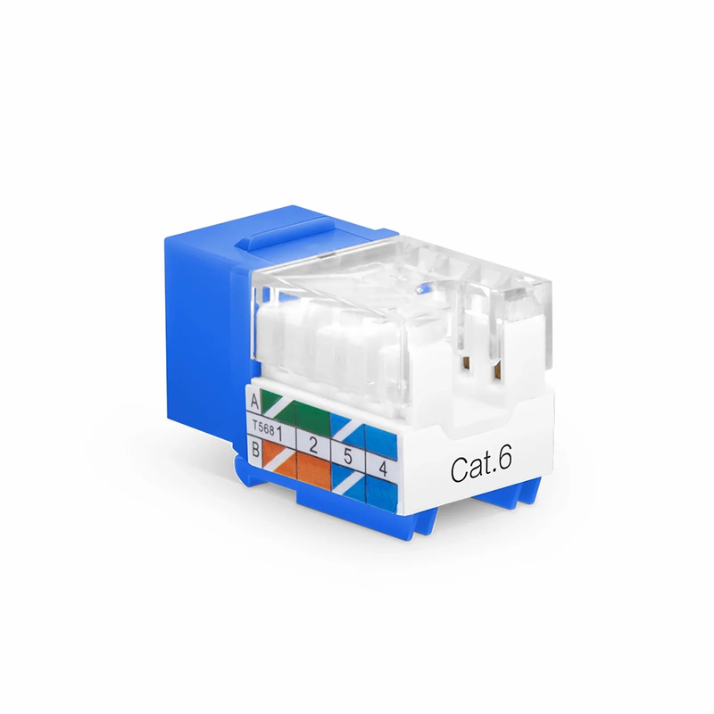 FyberOptix Cat6 RJ45 (8P8C) Unshielded Punch Down Keystone Jack Module, Blue, 12Pcs/Pack