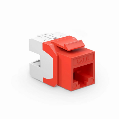 FyberOptix Cat6 RJ45 (8P8C) Unshielded Punch Down Keystone Jack Module, Red (10 pcs/Pack)