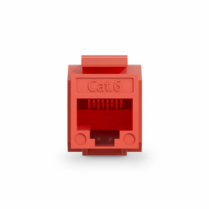 FyberOptix Cat6 RJ45 (8P8C) Unshielded Punch Down Keystone Jack Module, Red (10 pcs/Pack)