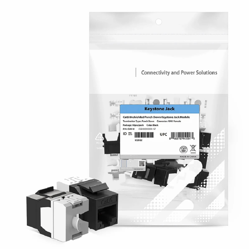 FyberOptix Cat6 RJ45 (8P8C) Unshielded Punch Down Keystone Jack Module, Gray (10 pcs/Pack)