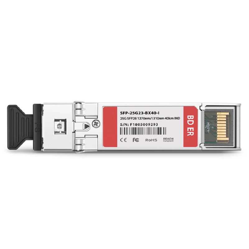 FyberOptix Cisco SFP-25G-BX40D-I Compatible 25GBASE-D SFP28 BiDi 1310nm-TX/1270nm-RX 40km DOM Simplex LC/UPC SMF Optical Transceiver Module (Industrial)