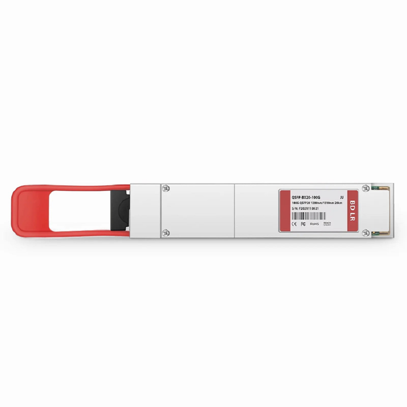 FyberOptix Cisco Compatible 100GBASE-BX20-D QSFP28 BiDi 4 x 25G NRZ 1310nm-TX/1280nm-RX 20km DOM Simplex LC/UPC SMF Optical Transceiver Module