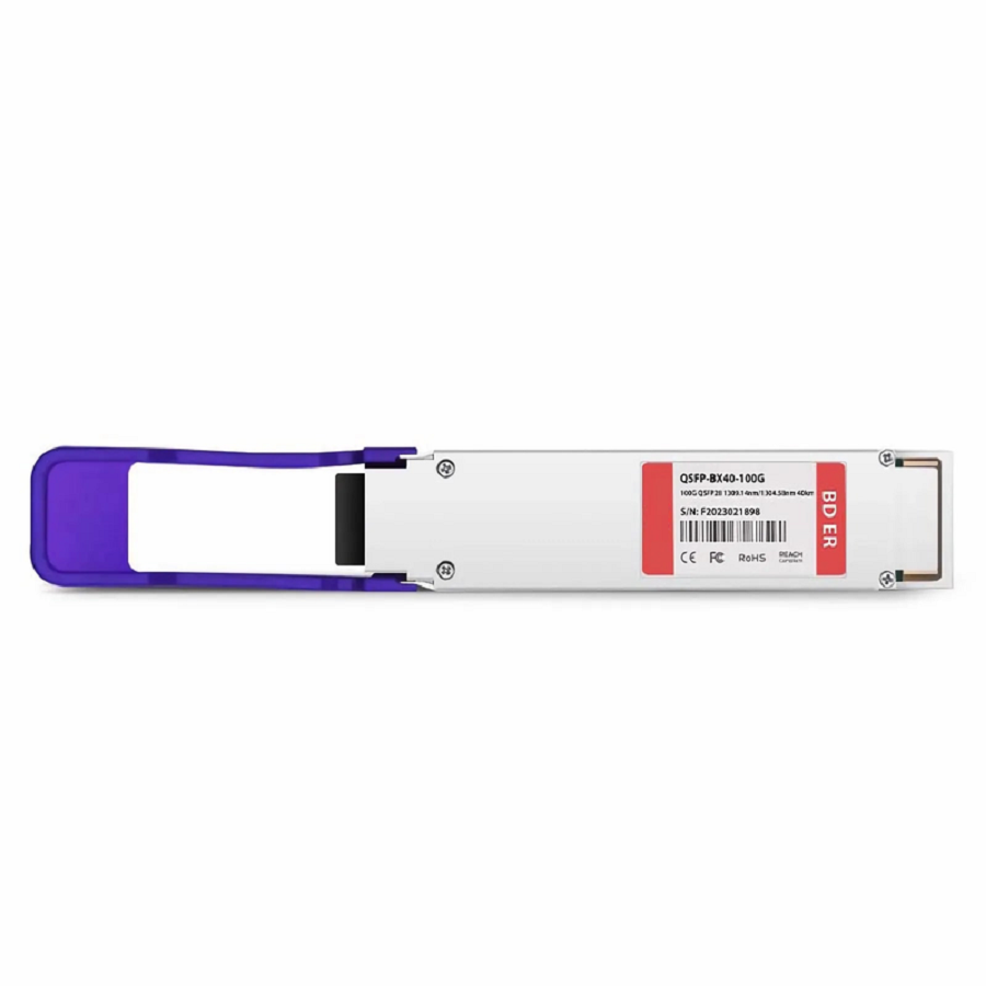 FyberOptix Cisco Compatible 100GBASE-BX40-D QSFP28 BiDi 4 x 25G NRZ 1309.14nm-TX/1304.58nm-RX 40km DOM Simplex LC/UPC SMF Optical Transceiver Module