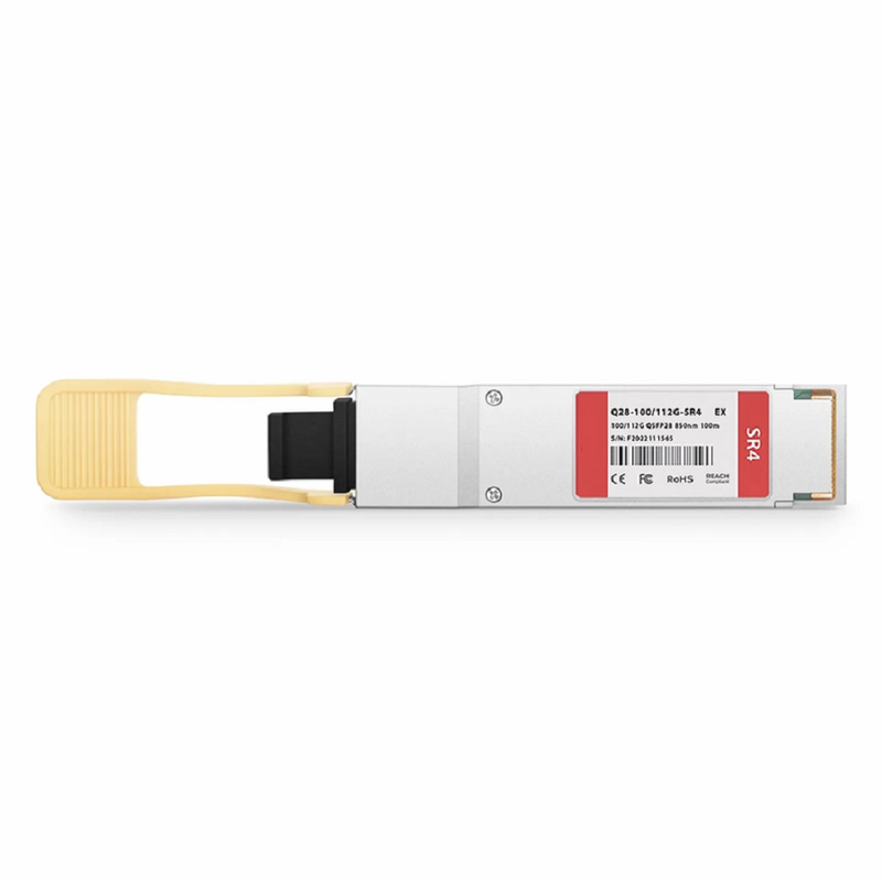 FyberOptix Dell Compatible 100GBASE-SR4 and 112GBASE-OTU4 QSFP28 Dual Rate 4 x 25G NRZ 850nm 100m DOM MPO-12/UPC MMF Optical Transceiver Module