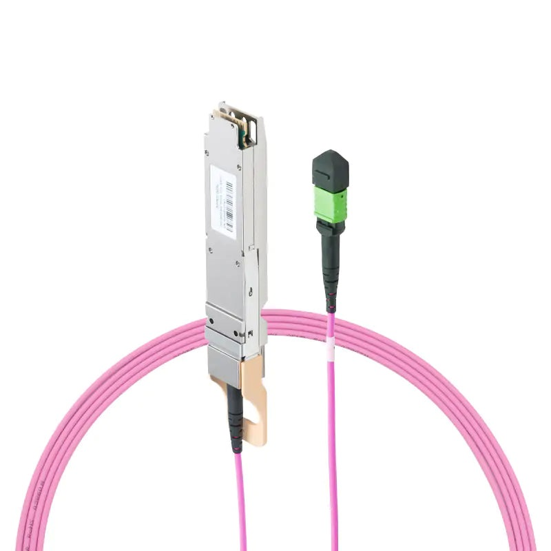 NVIDIA/Mellanox Compatible 800GBASE-2xSR4/SR8 OSFP Finned Top PAM4 850nm 100m DOM IB and Ethernet Liquid/Immersion Cooling Transceiver for MMF with 7m Dual MPO-12/APC OM4 Erika Violet/Magenta Female Type A Pigtails SFPS