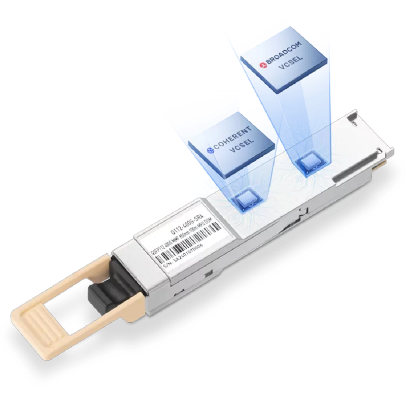 Cisco Compatible Broadcom DSP & Broadcom VCSEL 400GBASE-VR4 QSFP112 PAM4 850nm 50m MTP/MPO-12 APC MMF Optical Transceiver Module SFPS
