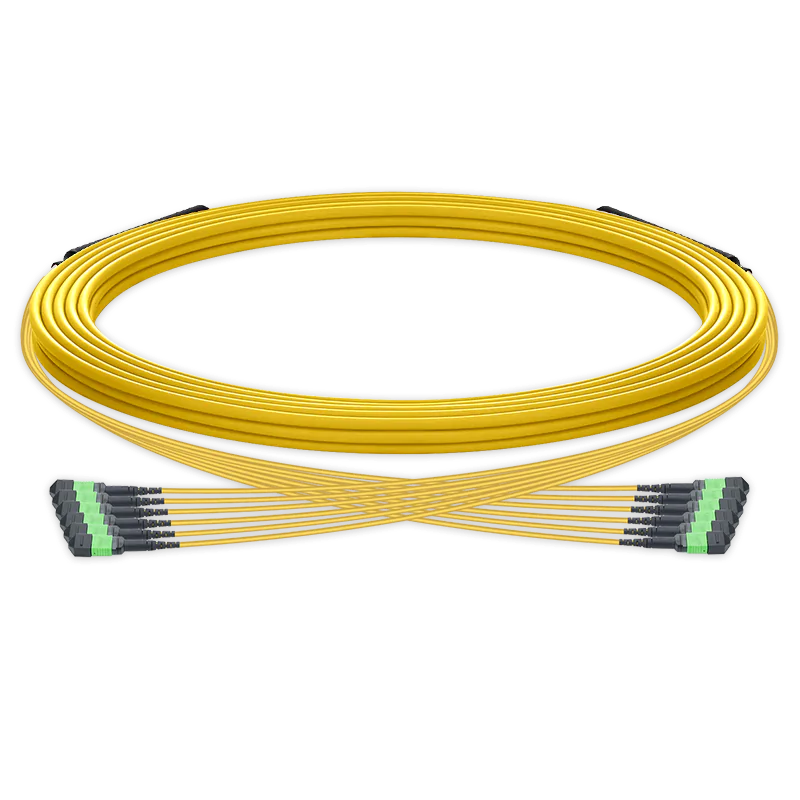 7m (23ft) Pre-terminated MPO trunk cable, 72 Fibers, 6 x MPO-12 APC (Male) to 6 x MPO-12 APC (Male) Single Mode (OS2) Type B, LSZHï¼ˆOFNRï¼‰, 0.35dB Max, Yellow, breakout 80cm SFPS
