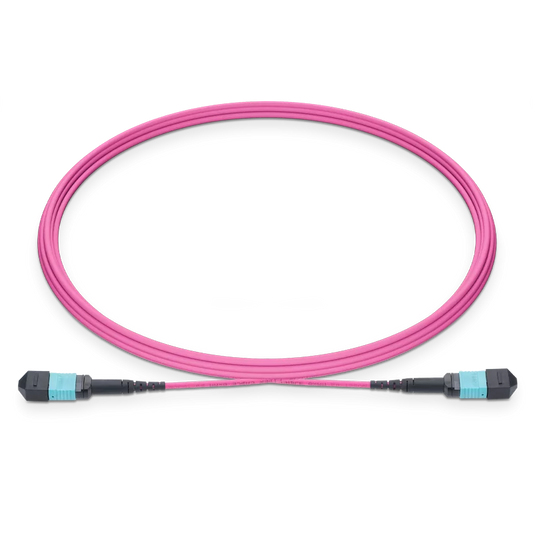 1m (3ft) MTPÂ®-12 UPC (Female) to MTPÂ®-12 UPC (Female) 12 Fibers Multimode (OM4) Jumper, Type A, LSZH, 3.0mm, Max IL â‰¤ 0.35dB, Magenta SFPS
