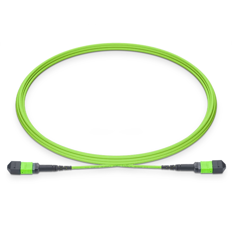 1m (3ft) MPO-12 UPC (Female) to MPO-12 UPC (Female) 12 Fibers Multimode (OM5) Jumper, Type B, LSZH, 3.0mm, Max IL â‰¤ 0.35dB, Lime Green SFPS