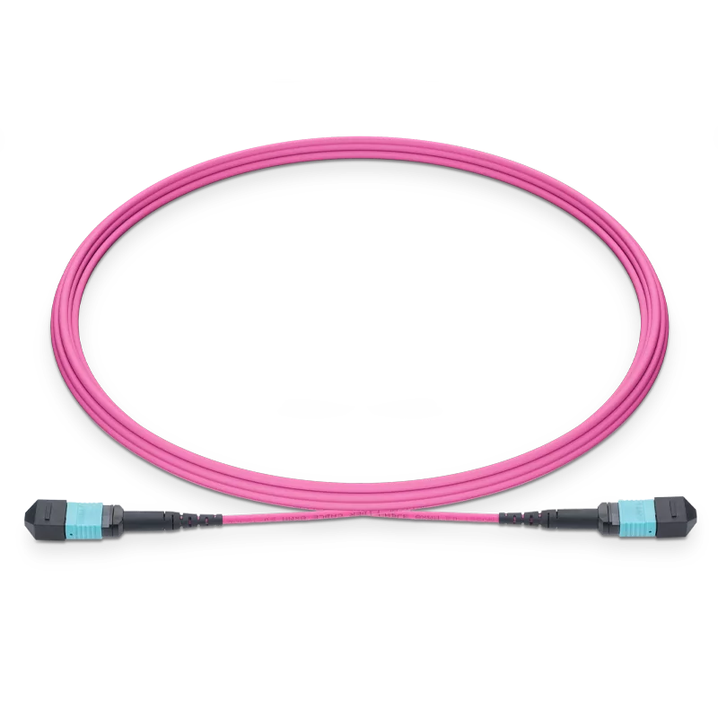 10m (33ft) MTPÂ®-12 UPC (Female) to MTPÂ®-12 UPC (Female) 12 Fibers Multimode (OM4) Jumper, Type B, LSZH, 3.0mm, Max IL â‰¤ 0.35dB, Magenta SFPS
