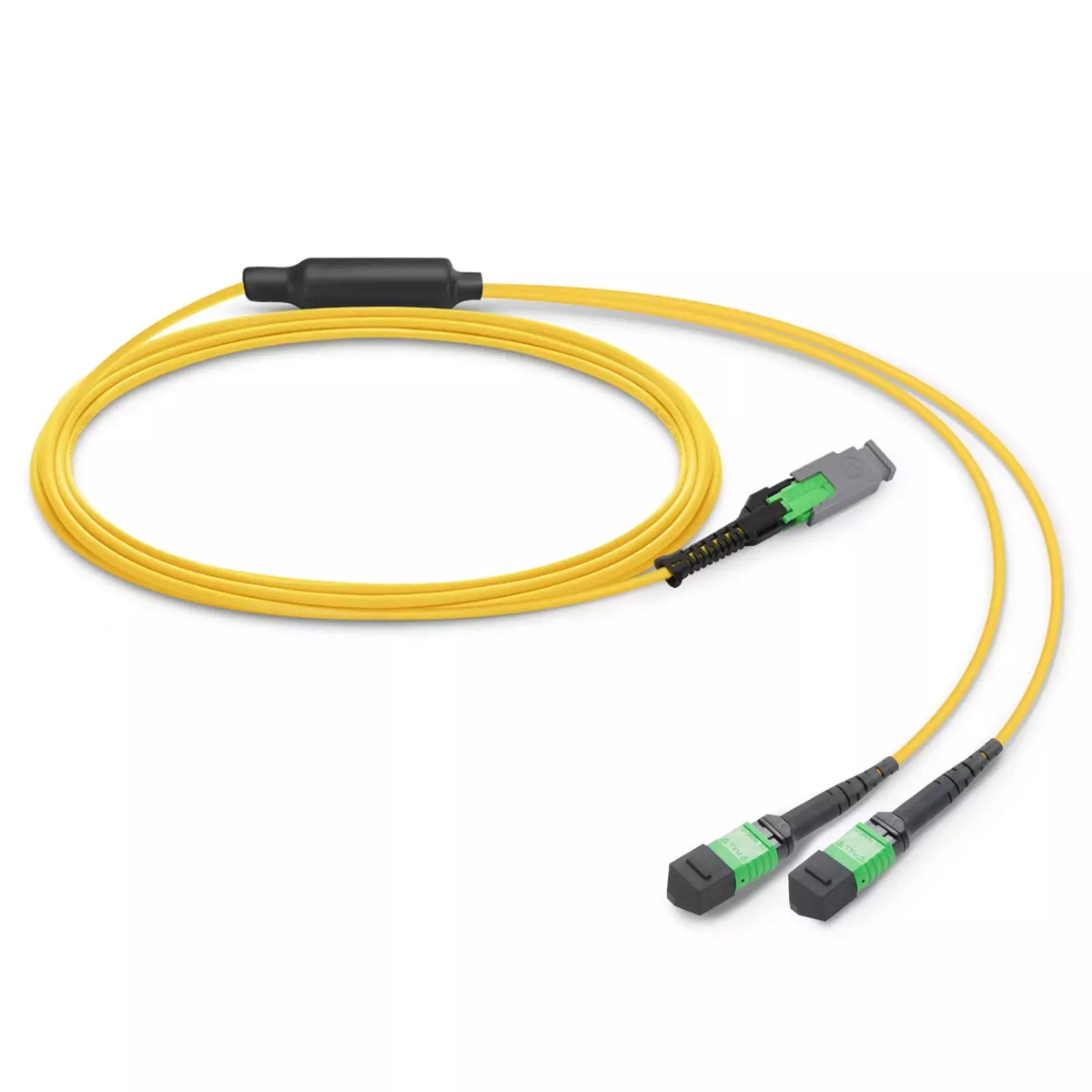 10m (33ft) MMC Breakout Cable, MMC-16 APC (Female) to 2 x MPO-8 APC (Female), 16 Fibers, Single Mode (OS2), Jumper Polarity, OFNP, 2.5mm, Max IL â‰¤ 0.35dB, Yellow SFPS