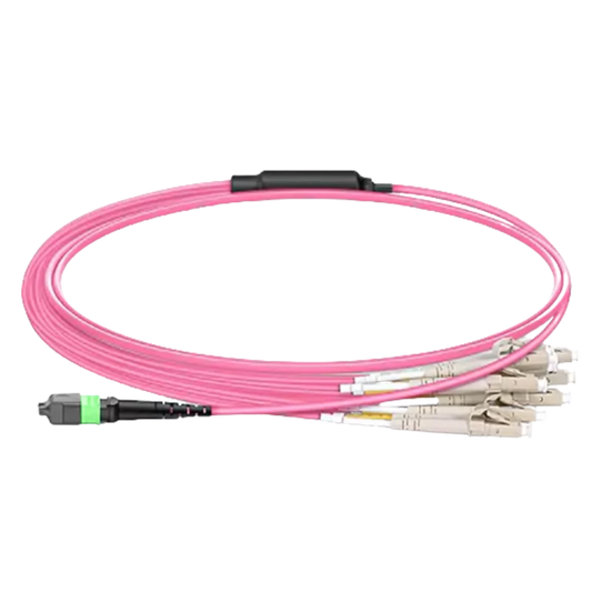 10m (33ft) MTPÂ®-16 APC (Female) to 8x LC Duplex UPC Multimode (OM4) Harness Cable, Type B, LSZH, Magenta SFPS