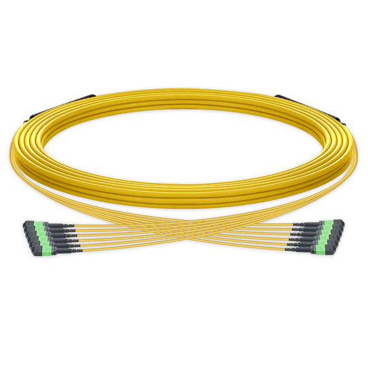 5m (16ft) Pre-terminated MPO trunk cable, 72 Fibers, 6 x MPO-12 APC (Male) to 6 x MPO-12 APC (Male) Single Mode (OS2) Type B, LSZHï¼ˆOFNRï¼‰, 0.35dB Max, Yellow, breakout 80cm SFPS