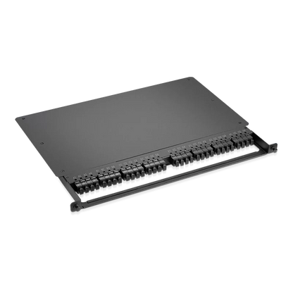 0.5U Rack Mount Enclosure Loaded with 32x8F MPO Adapter, Male to Male, 128 Fibers, OM4 Multimode, Type 4, 0.35dB Max. SFPS