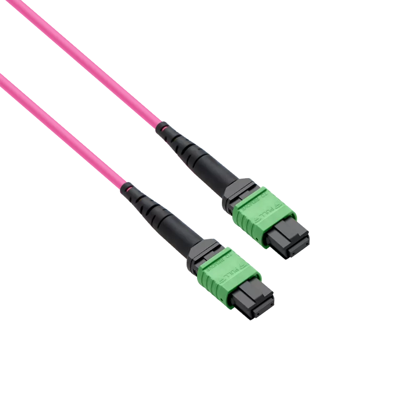 5m (16ft) MPO 2x2 Shuffle Breakout Cable, 16 Fibers, 2xMPO-8 APC Female to 2xMPO-8 APC Female, Multimode (OM4), Type 2, LSZH, 3.0mm, Max IL â‰¤ 0.35dB, Magenta SFPS