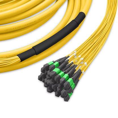 35m (115ft) Pre-terminated MPO 4x4 Shuffle Trunk Cable, 256 Fibers, 32xMPO-8 APC (Male) to 32xMPO-8 APC (Male), Single Mode (OS2), Type 4, LSZH, 0.35dB Max, Breakout 80cm, Yellow SFPS