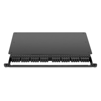 0.5U Rack Mount Enclosure Loaded with 32x8F MPO Adapter, Male to Male, 128 Fibers, OM4 Multimode, Type 4, 0.35dB Max. SFPS