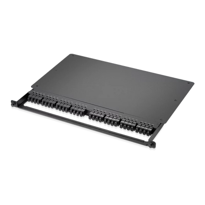 0.5U Rack Mount Enclosure Loaded with 32x8F MPO Adapter, Male to Male, 128 Fibers, OM4 Multimode, Type 4, 0.35dB Max. SFPS
