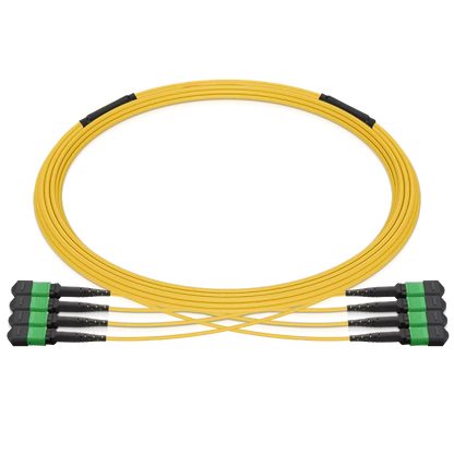 10m (33ft) Pre-terminated MPO 4x4 Shuffle Trunk Cable, 32 Fibers, 4 x MPO-8 APC (Male) to 4 x MPO-8 APC (Male), Single Mode (OS2), Type 4, LSZH, 0.35dB Max, Breakout 80cm, Yellow SFPS