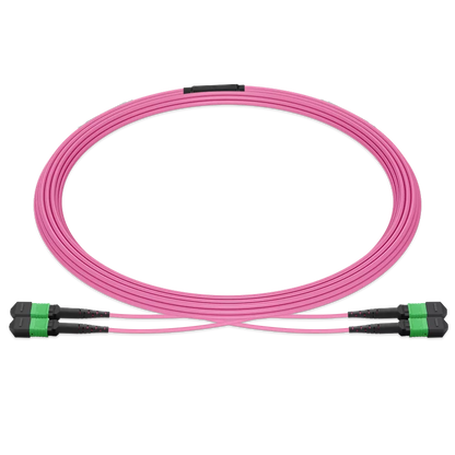 10m (33ft) MPO 2x2 Shuffle Breakout Cable, 16 Fibers, 2xMPO-8 APC Female to 2xMPO-8 APC Female, Multimode (OM4), Type 2, LSZH, 3.0mm, Max IL Ã¢â€°Â¤ 0.35dB, Magenta SFPS