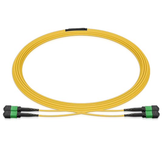10m (33ft) MPO 2x2 Shuffle Breakout Cable, 16 Fibers, 2xMPO-8 APC (Female) to 2xMPO-8 APC (Female), Single Mode (OS2), Type 2, LSZH, 3.0mm, Max IL â‰¤ 0.35dB, Yellow SFPS