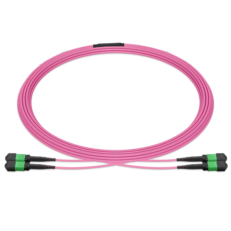 7m (23ft) MPO 2x2 Shuffle Breakout Cable, 16 Fibers, 2xMPO-8 APC Female to 2xMPO-8 APC Female, Multimode (OM4), Type 2, LSZH, 3.0mm, Max IL â‰¤ 0.35dB, Magenta SFPS