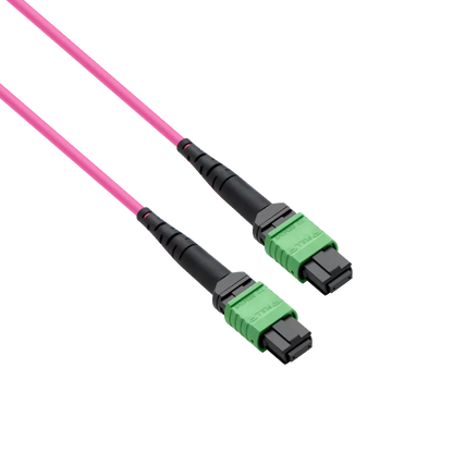 70m (230ft) Pre-terminated MPO 2x2 Shuffle Trunk Cable, 16 Fibers, 2xMPO-8 APC (Male) to 2xMPO-8 APC (Male), Multimode (OM4), Type 2, LSZH, 0.35dB Max, Breakout 80cm, Magenta SFPS