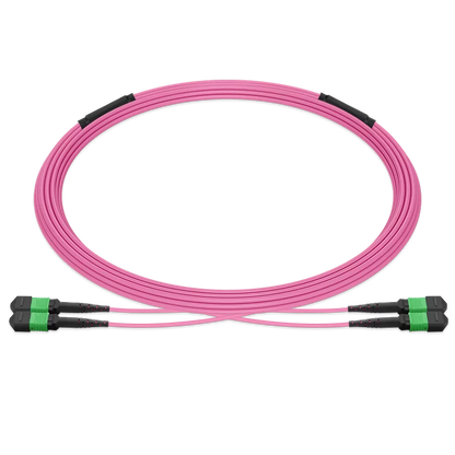 7m (23ft) Pre-terminated MPO 2x2 Shuffle Trunk Cable, 16 Fibers, 2xMPO-8 APC Male to 2xMPO-8 APC Male, Multimode (OM4), Type 2, LSZH, 0.35dB Max, Breakout 80cm, Magenta SFPS