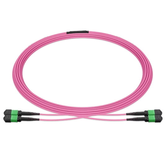10m (33ft) MPO 2x2 Shuffle Breakout Cable, 16 Fibers, 2xMPO-8 APC Female to 2xMPO-8 APC Female, Multimode (OM4), Type 2, LSZH, 3.0mm, Max IL â‰¤ 0.35dB, Magenta SFPS