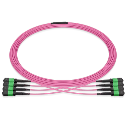 5m (16ft) MPO 4x4 Shuffle Breakout Cable, 32 Fibers, 4xMPO-8 APC (Female) to 4xMPO-8 APC (Female), Multimode (OM4), Type 4, LSZH, 3.0mm, Max IL Ã¢â€°Â¤ 0.35dB, Magenta SFPS