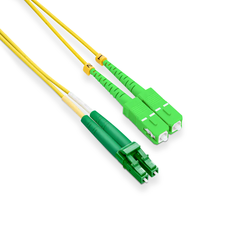10m (33ft) LC APC to SC APC Duplex OS2 Single Mode LSZH 2.0mm Fiber Optic Patch Cable SFPS
