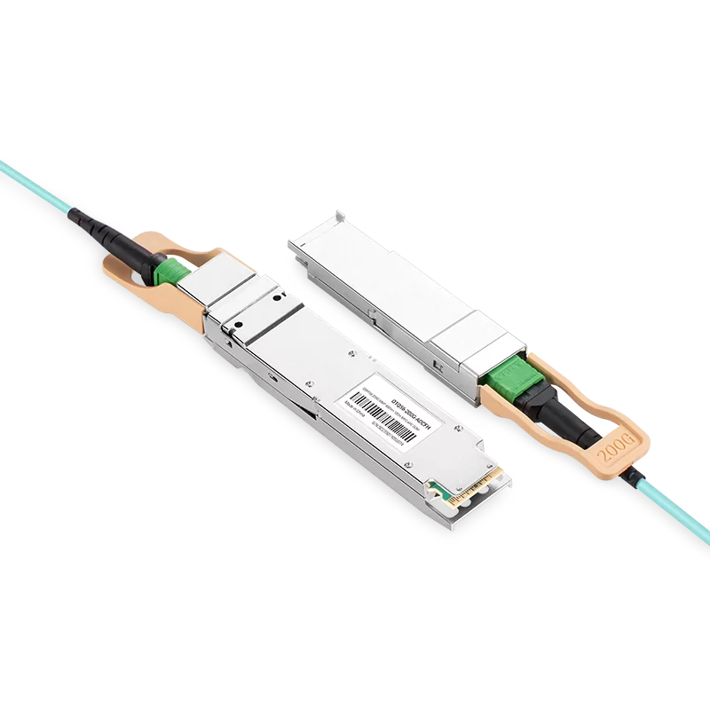 NVIDIA/Mellanox Compatible AOC 50m (164ft) 200Gb/s OSFP to 200Gb/s QSFP56 InfiniBand HDR Active Optical Cable (Flat top, 850nm, MMF, LSZH) SFPS