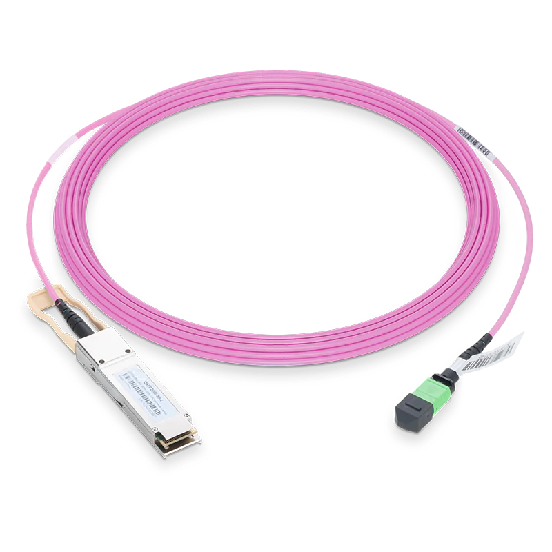 NVIDIA/Mellanox Compatible 200GBASE-SR4 QSFP56 PAM4 850nm 100m DOM Immersion Cooling Transceiver for MMF with 5m MPO-12/APC OM4 Erika Violet/Magenta Female Type A Pigtail SFPS