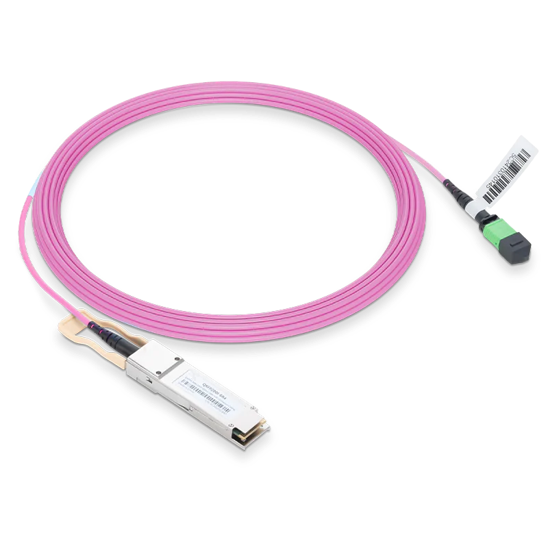 NVIDIA/Mellanox Compatible 200GBASE-SR4 QSFP56 PAM4 850nm 100m DOM IB and Ethernet Liquid/Immersion Cooling Transceiver for MMF with 3m MPO-12/APC OM4 Erika Violet/Magenta Female Type A Pigtail SFPS