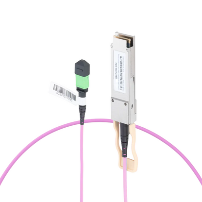 NVIDIA/Mellanox Compatible 200GBASE-SR4 QSFP56 PAM4 850nm 100m DOM IB and Ethernet Liquid/Immersion Cooling Transceiver for MMF with 3m MPO-12/APC OM4 Erika Violet/Magenta Female Type A Pigtail SFPS