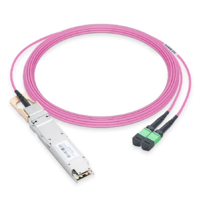 NVIDIA/Mellanox Compatible 800GBASE-2xSR4/SR8 OSFP Finned Top PAM4 850nm 100m DOM IB and Ethernet Liquid/Immersion Cooling Transceiver for MMF with 5m Dual MPO-12/APC OM4 Erika Violet/Magenta Female Type A Pigtails SFPS