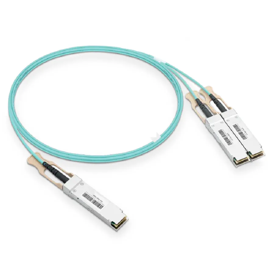 NVIDIA/Mellanox MFS1S50-V005E Compatible AOC 5m (16ft) Ethernet 200GbE to 2x100GbE QSFP56 Active Optical Splitter Cable SFPS
