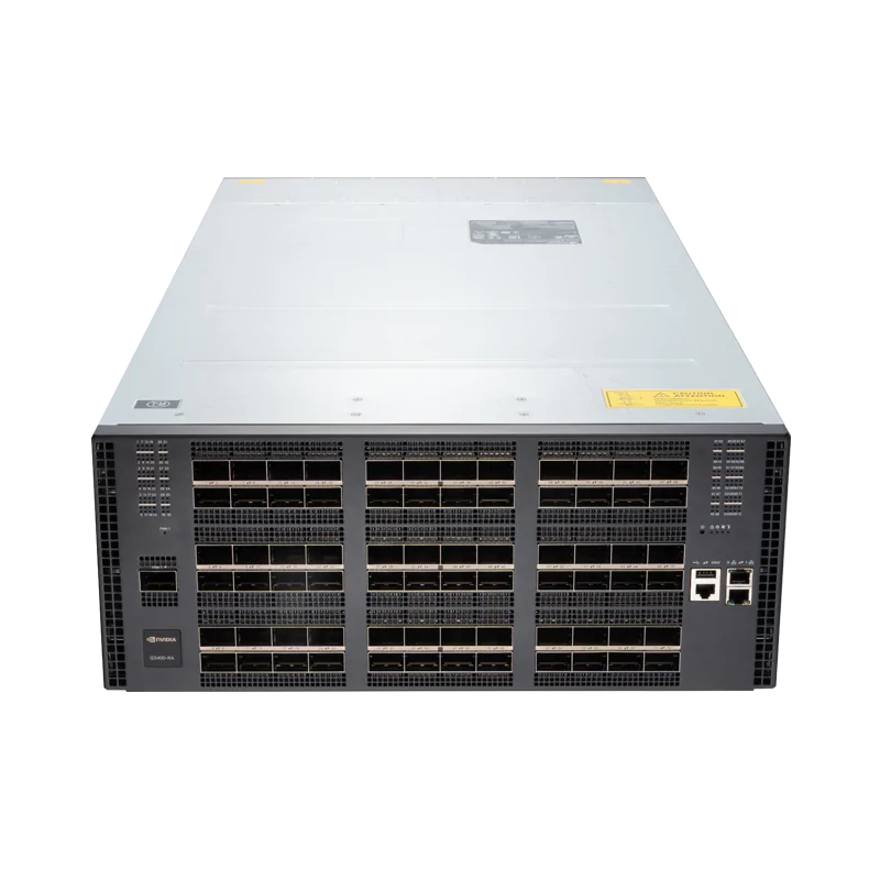 NVIDIA Quantum-X800 XDR InfiniBand Switch, Q3400-RA, 4U, 144 XDR Ports over 72 OSFP Cages, Powered by the Quantum-3 ASIC, 8 Power Supplies (Power Cords Not Included), Standard Depth, Managed, C2PAirflow, Rail Kit SFPS
