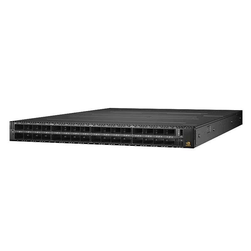 NVIDIA MQM9790-NS2F Quantum-2 NDR InfiniBand Switch, 64 x 400Gb/s Ports, 32 OSFP Cages, Unmanaged, Power-to-connector(P2C) Airflow(forward), with 1-year Service SFPS