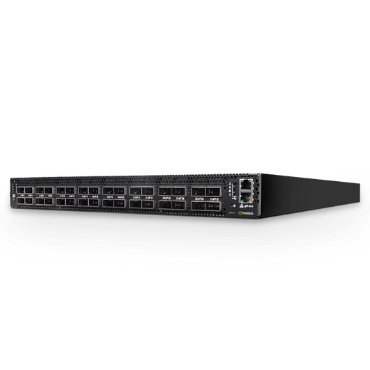 NVIDIA MSN4700-WS2FC Spectrum-3 based 400GbE 1U Open Ethernet Switch with Cumulus Linux, 32 QSFPDD ports, 2 Power Supplies (AC), x86 CPU, standard depth, P2C airflow, Rail Kit, with 1-year Service SFPS