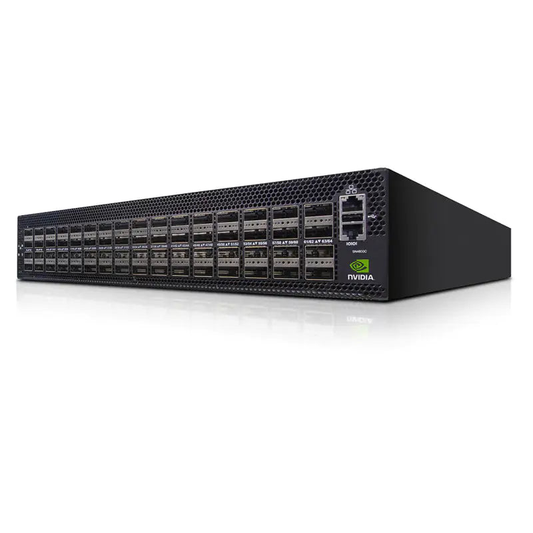 NVIDIA MSN4600-VS2FC Spectrum-3 based 200GbE 2U Open Ethernet Switch with Cumulus Linux, 64 QSFP56 ports, 2 Power Supplies (AC), x86 CPU, standard depth, P2C airflow, Rail Kit, with 1-year Service SFPS